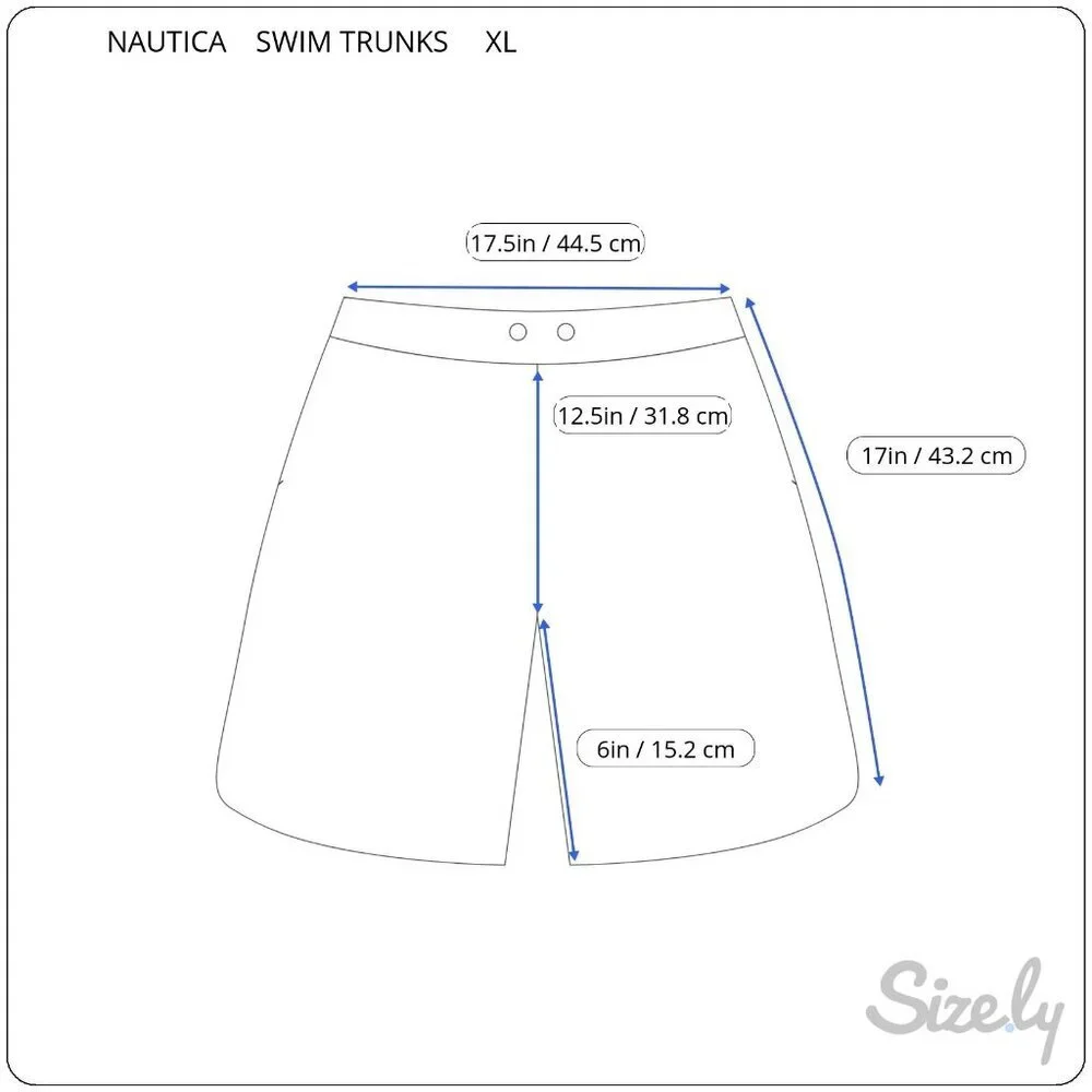 Nautica Mens XL Blue White Shark Fish Print Lined Swim Trunks Drawstring NEW